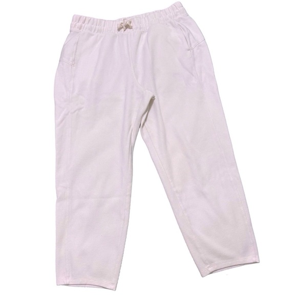 All in Motion Ribbed Cotton Blend Crop/Ankle Joggers Pull-on Large Cream/Ivory - Picture 1 of 8